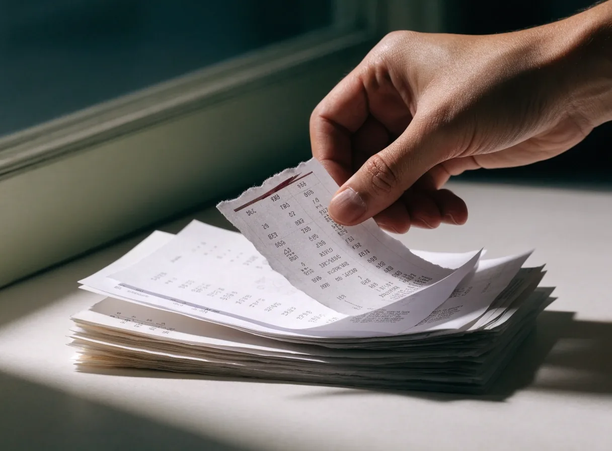 A single mismatched invoice being separated from a tidy stack
